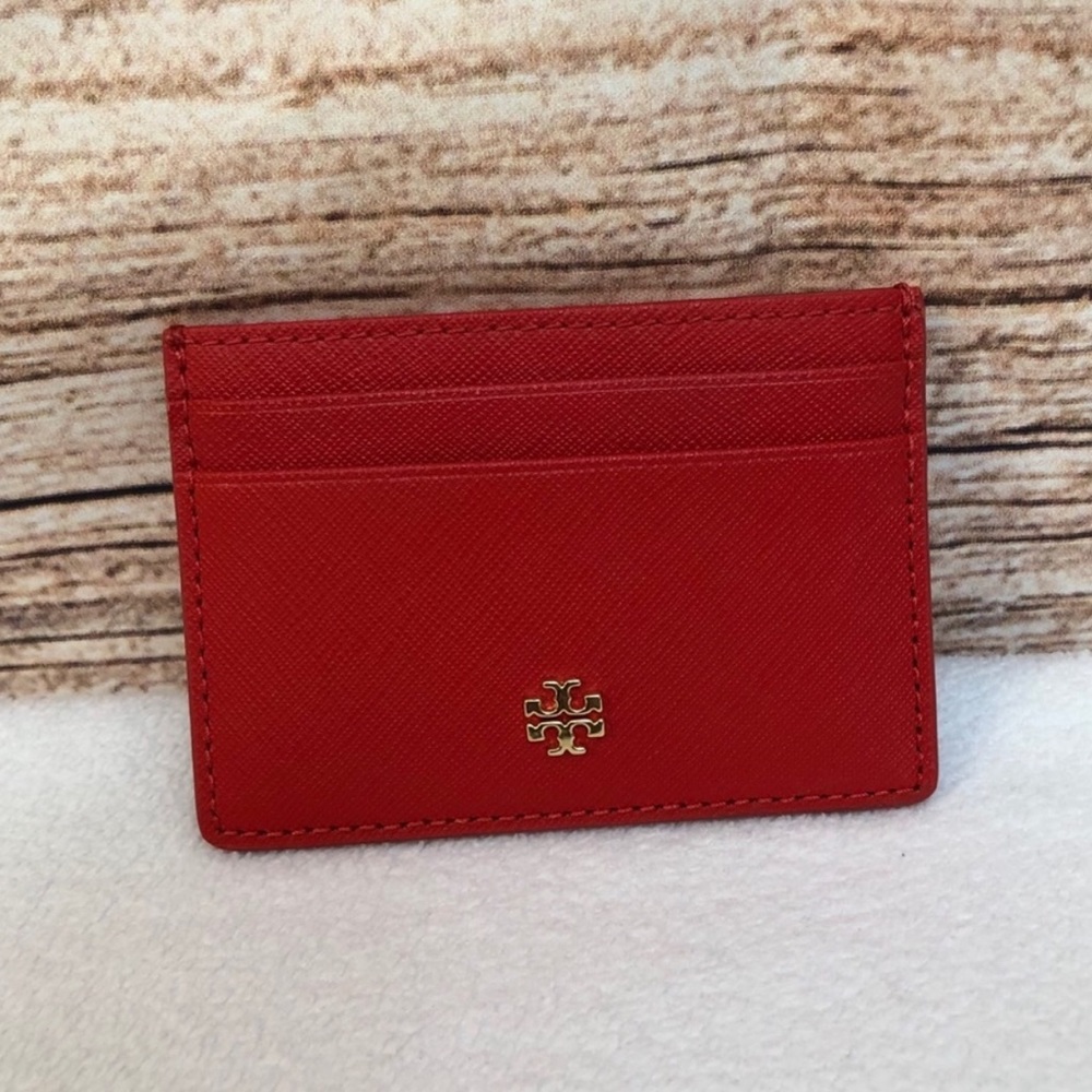 Tory Burch Emerson Slim card case in poppy orange